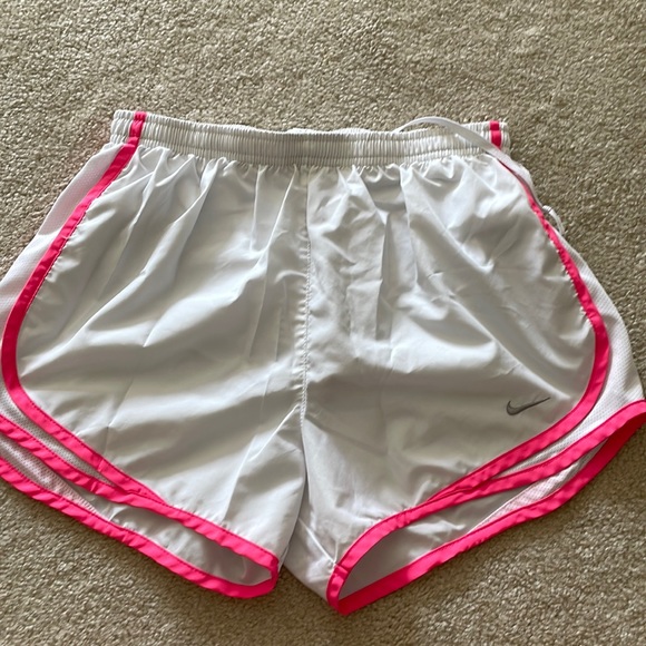 Nike athletic shorts- white with pink details- size small - Picture 1 of 5